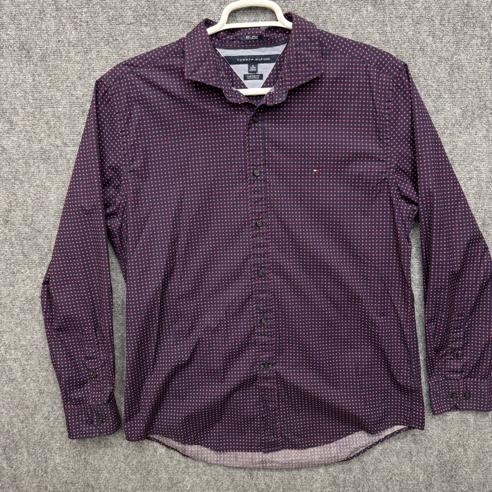 Tommy Hilfiger 80's 2ply Custom Fit long sleeve button up shirt Men's size XL